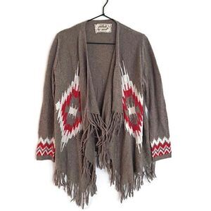 Suncoo Paris Open Front Fringe Cardigan Sweater Westerncore Women’s One Size